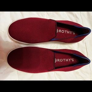 Rothy’s red slip on sneakers.